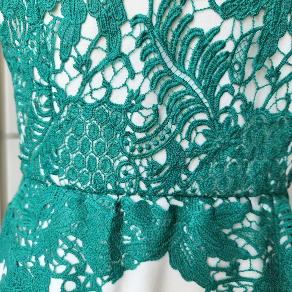 Moulinette Soeurs Arbor Lace Fit And Flare Cocktail Dress Green Cream Skirt 4 - Picture 8 of 17